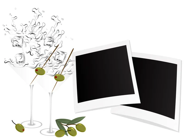 Martini en foto frames — Stockvector