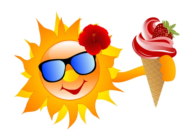 太阳与冰淇淋 — 图库矢量图片