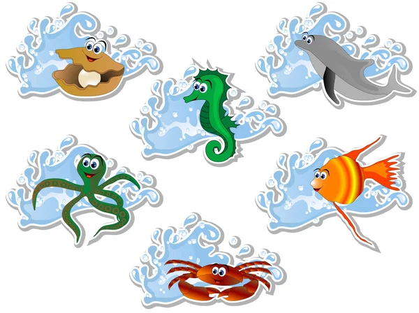 Sea animals — Stock Vector