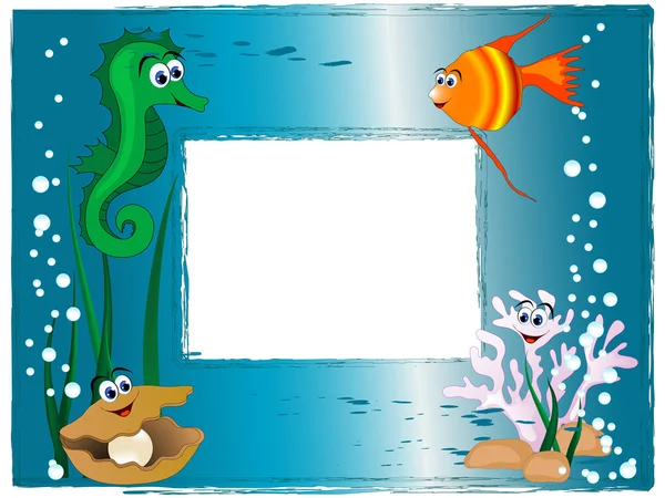 Sea photo frame — Stock Vector