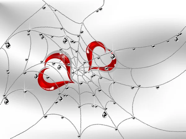 Серця в павутині — стоковий вектор