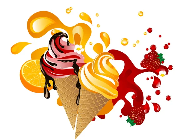 Helado con fruta — Archivo Imágenes Vectoriales