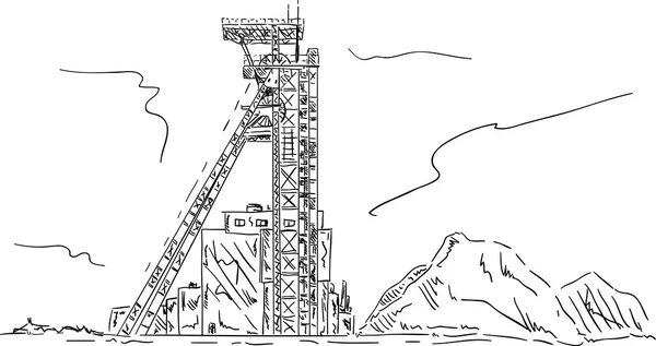 Kohlebergwerk-Kopfbedeckungsturm — Stockvektor