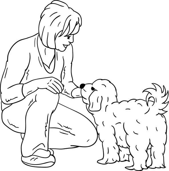 Meisje met hond — Stockvector