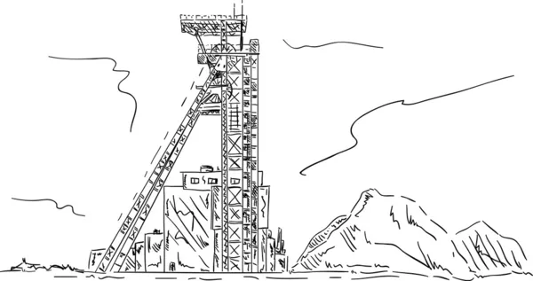 Torre del casco de la mina de carbón — Archivo Imágenes Vectoriales