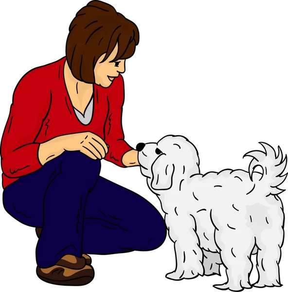 Menina com cão — Vetor de Stock