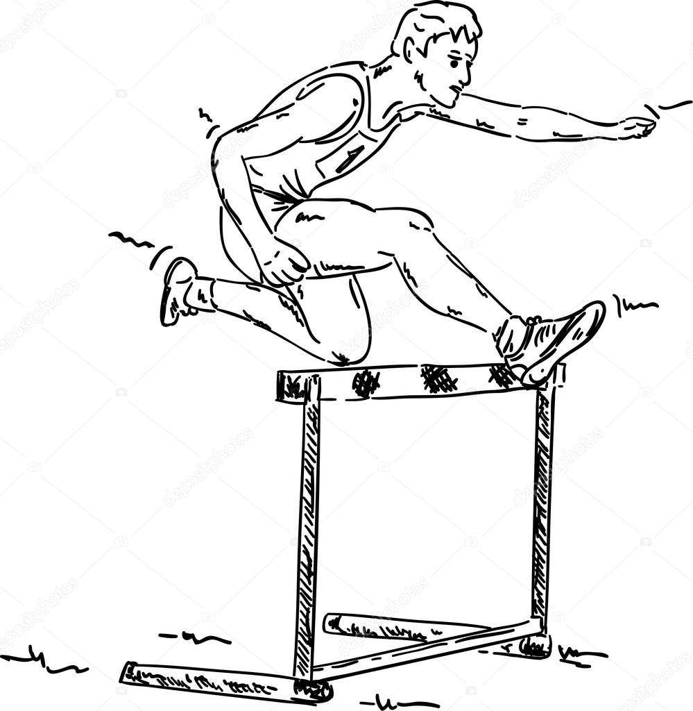 Male in a hurdle race