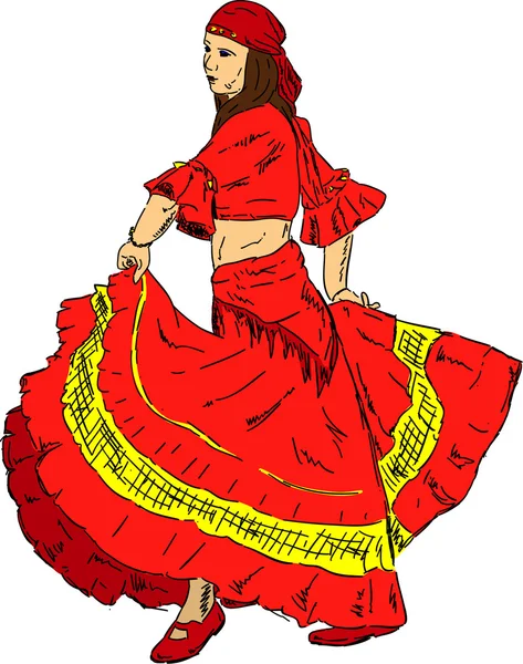 Kvinna flamencodansare — Stock vektor