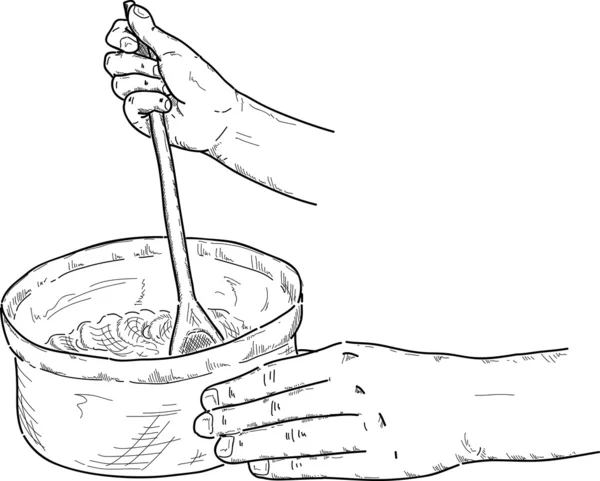 Chef mezclando un tazón — Vector de stock