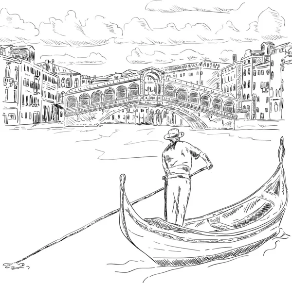 Rialto Köprüsü ile gondol