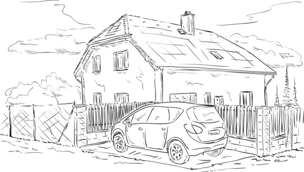 房子和汽车 — 图库矢量图片