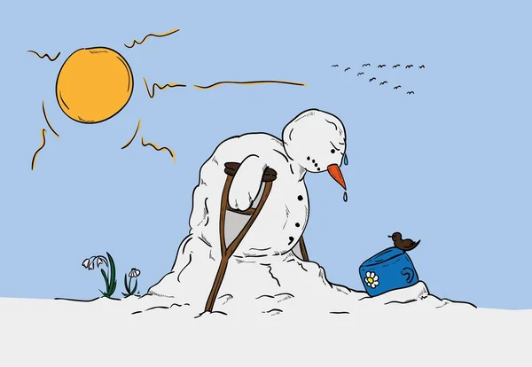 Boneco de neve na primavera — Vetor de Stock