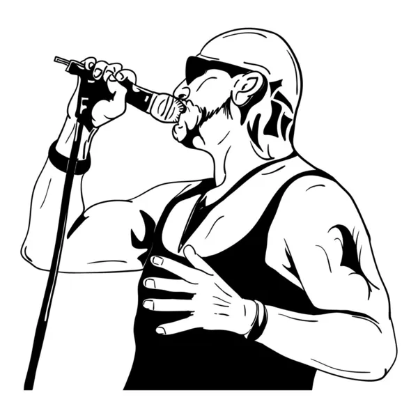 Rock man con microfono — Vettoriale Stock