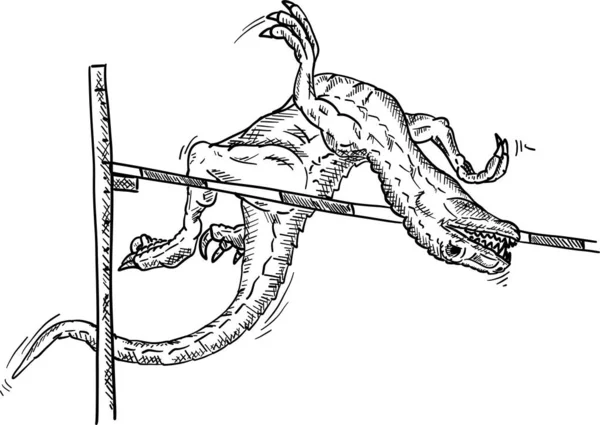 Vector Sport High Jump Dinosaur Illustration Isolated Backgroud — Stock Vector