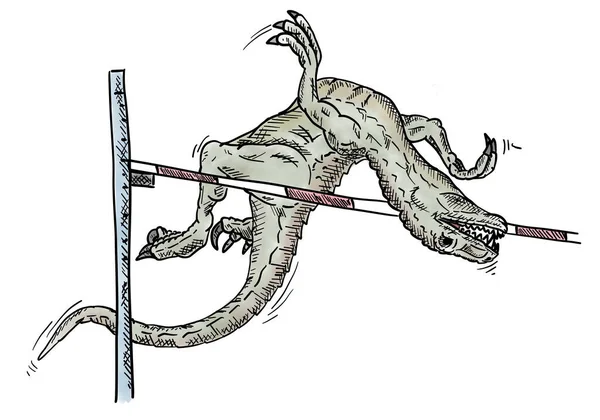 Deporte Salto Altura Dinosaurio Ilustración Aislado Fondo Blanco —  Fotos de Stock