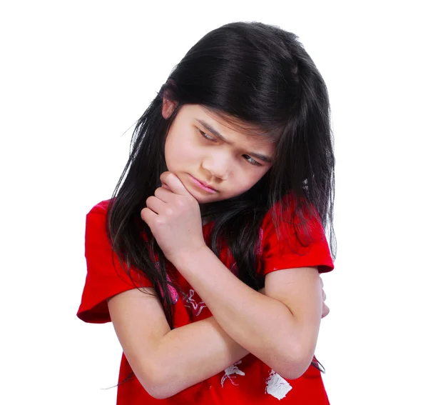 Little girl making a hard decision — Stock Photo, Image