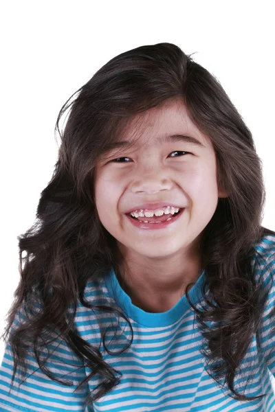 Feliz menina de sete anos sorrindo — Fotografia de Stock