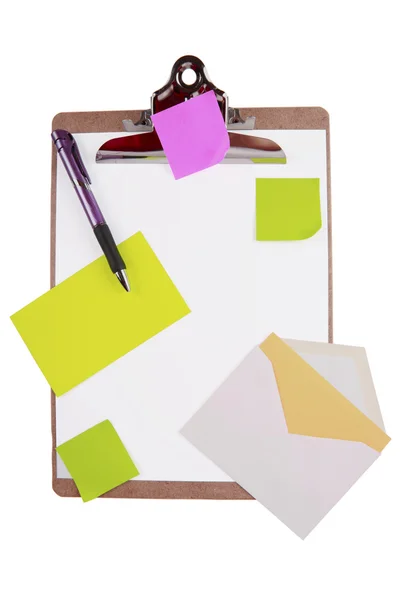 Schowek z notatek programu sticky notes i karty — Zdjęcie stockowe