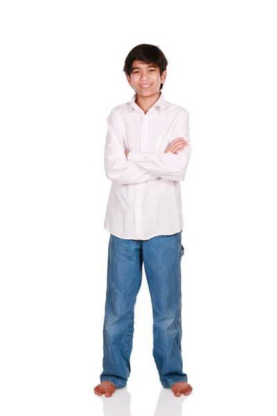 Niño de doce años de pie, aislado — Foto de Stock