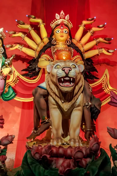 Дурга идол, традиционный, поклонение, индуизм, индуизм, бенгальский культ — стоковое фото