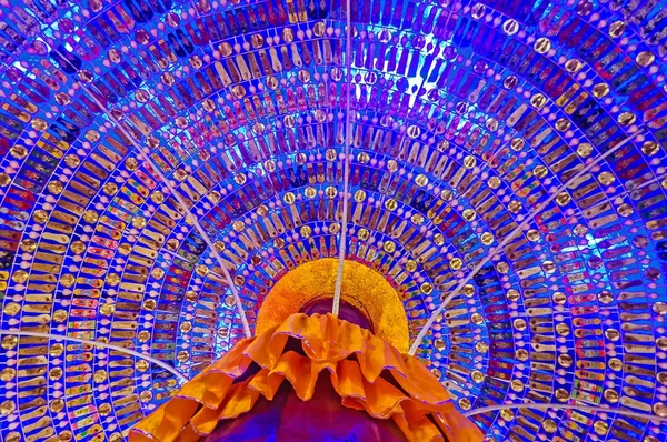 Decoração dentro de uma estrutura pandal e temporária, Durga Adoração F — Fotografia de Stock