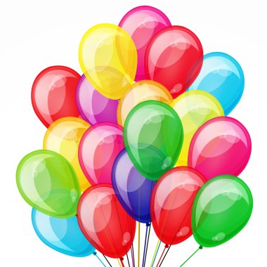 parti arka plan şeffaf renkli balonlar ile.