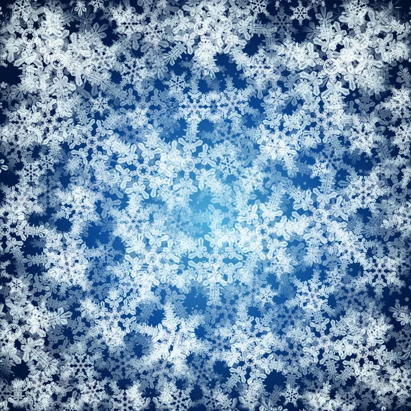 Abstract Christmas background with soft fluffy snow made ​​of realistic falling snowflakes. — Stock Vector