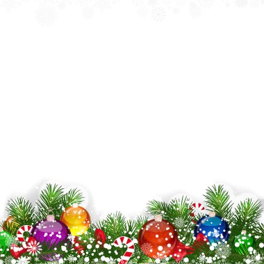 Noel ağacının süslenmiş dallarıyla Noel arkaplanı.