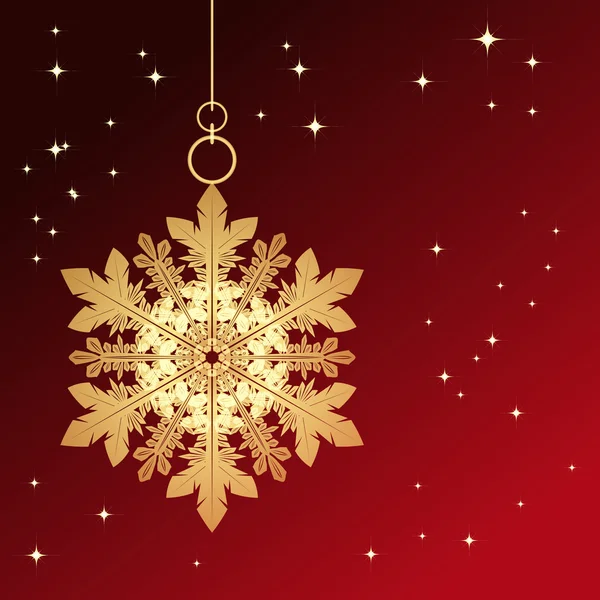 Cartão vermelho com floco de neve de Natal — Vetor de Stock