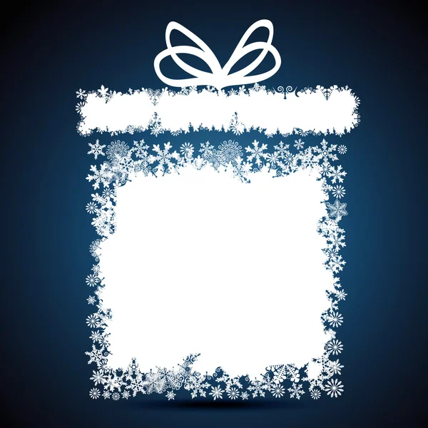 Caja de regalo de Navidad, fondo de diseño de copo de nieve . — Vector de stock