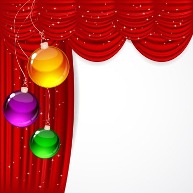 Christmas kırmızı saten ve topları arka plan.