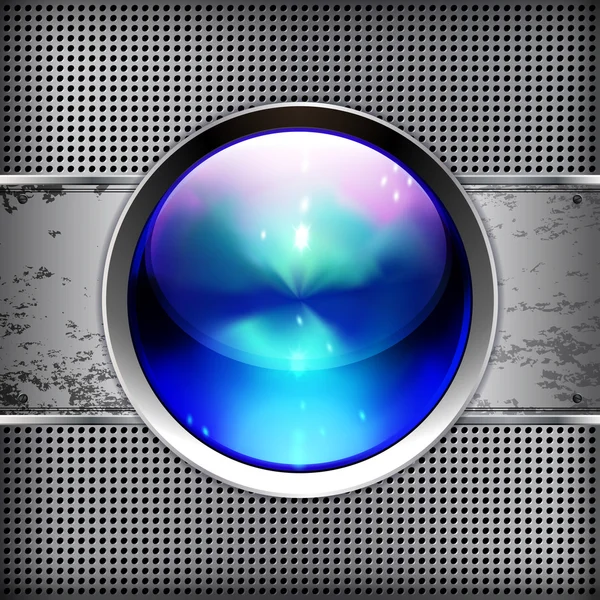 Techno φόντο με γυαλιστερή κουμπί. μεταλλικά banner — Διανυσματικό Αρχείο