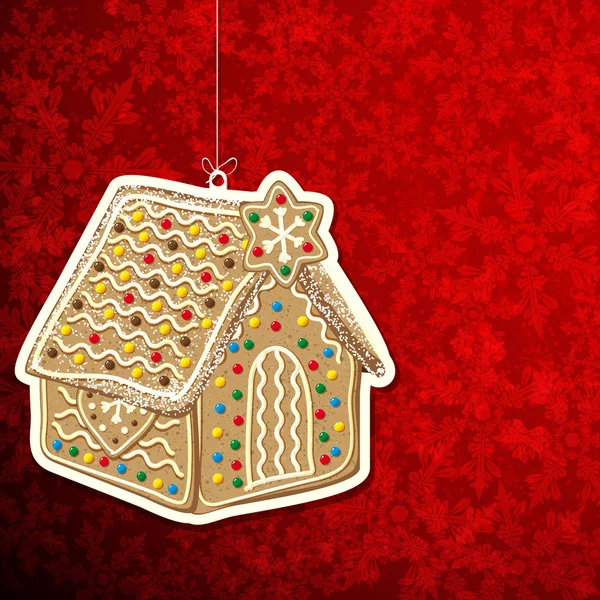 Christmas background with gingerbread house. — Stock Vector