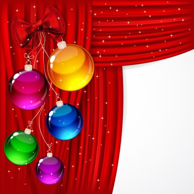 Christmas kırmızı saten ve topları arka plan.