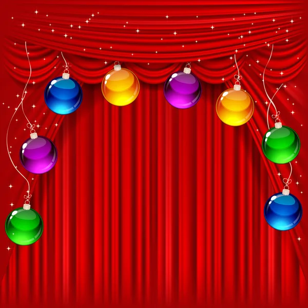 Christmas kırmızı saten ve topları arka plan.