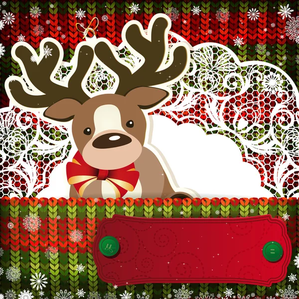 Décorations de Noël sur fond tricoté à la main . — Image vectorielle