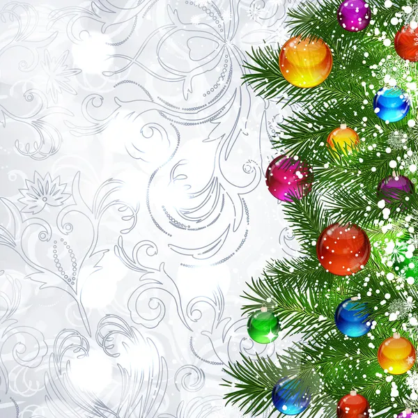 クリスマスツリーの枝とクリスマスの背景 — ストックベクタ