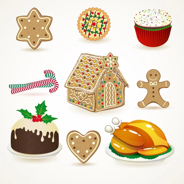 Set of tasty Christmas icons. — Stock Vector