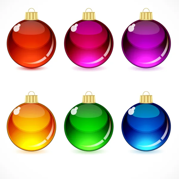 Bolas de vidro de Natal com um boné dourado e loop . —  Vetores de Stock