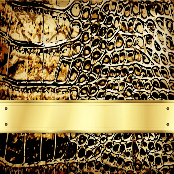 Fond en cuir avec des éléments dorés . — Image vectorielle