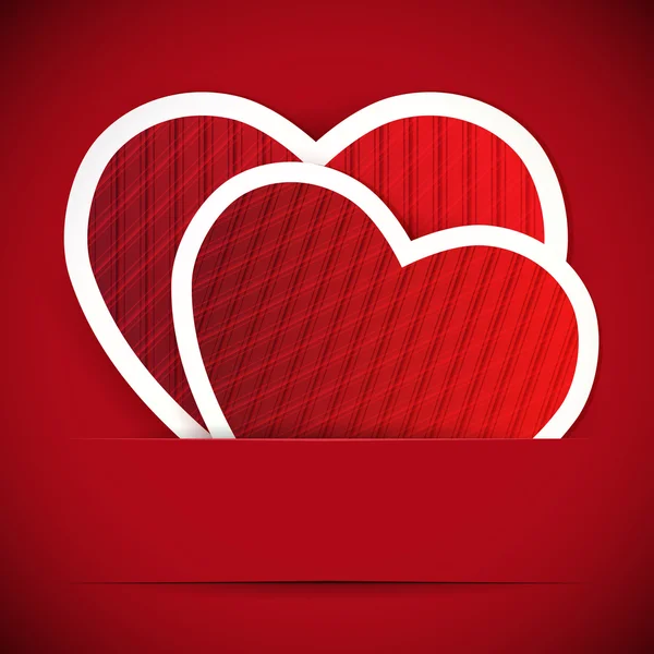 Открытка с двумя бумажными сердцами. Векторный фон Дня Святого Валентина . — стоковый вектор