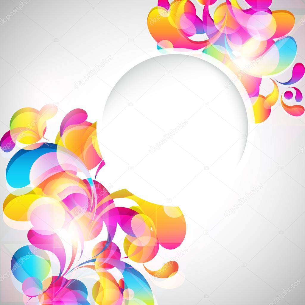 Card background. Abstract bright color drops and clean place for