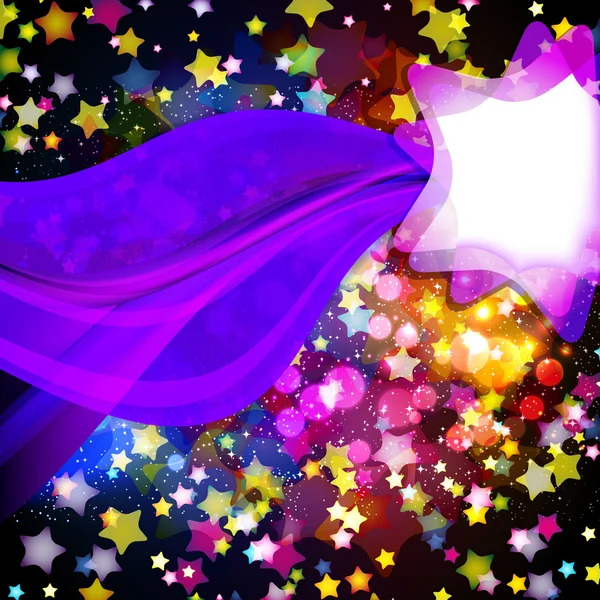 Φωτεινά, πολύχρωμα ιπτάμενων άστρων σε φόντο ένα φανταστικό σχέδιο. v — Διανυσματικό Αρχείο