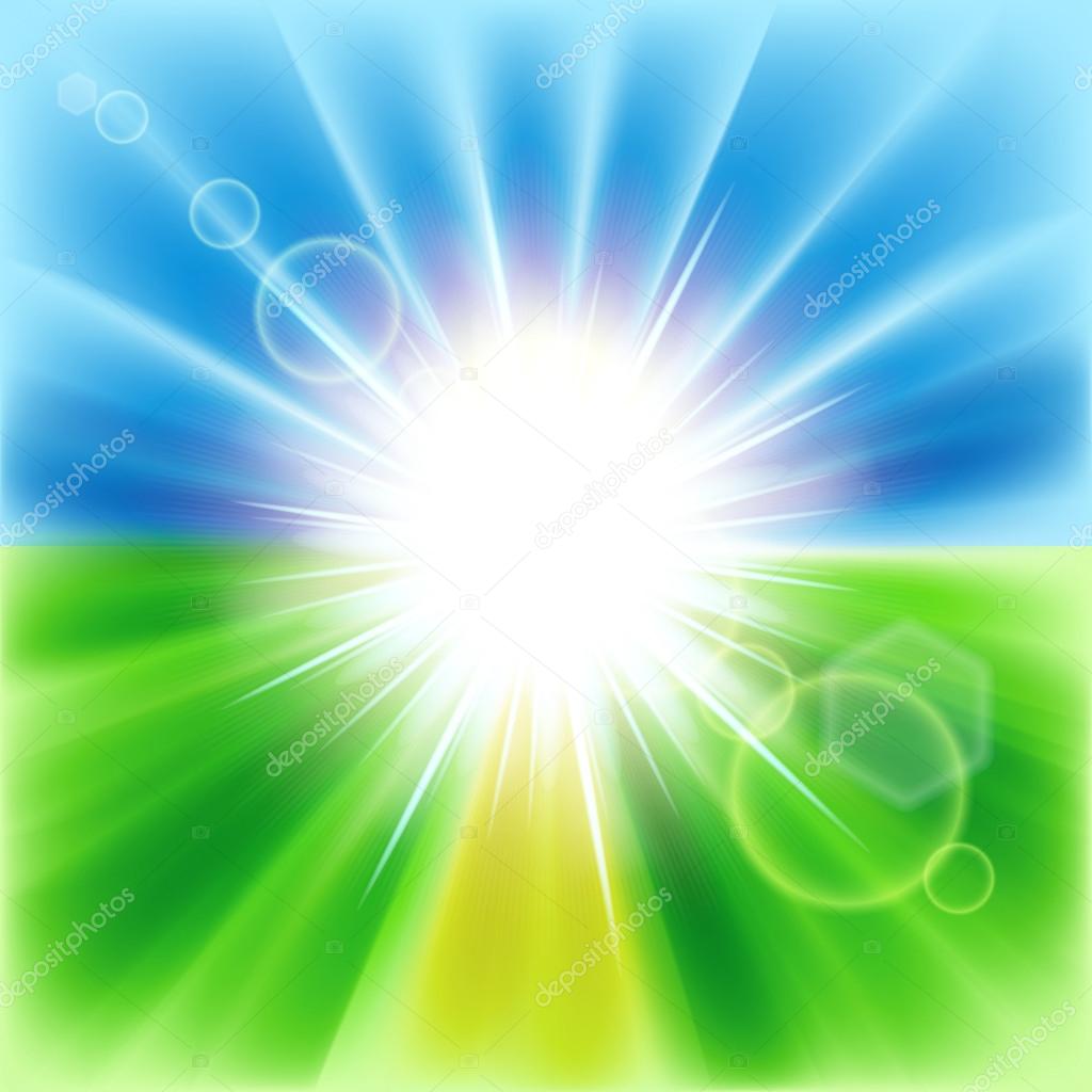Summer abstract background with sunbeams. Vector illustration.