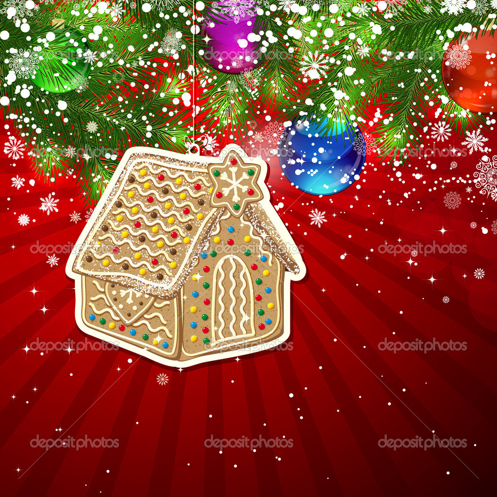 Hintergrund mit Weihnachtsdekoration und Schneeflocken, illustratio