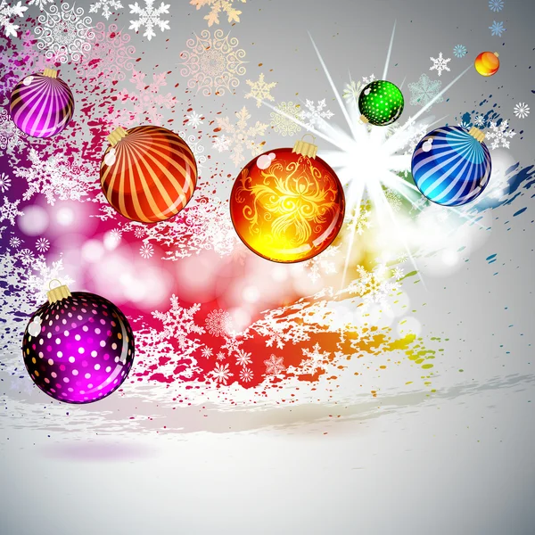 Achtergrond met vliegende kerstballen. vectorillustratie — Stockvector