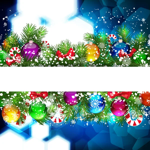 Weihnachten Hintergrund mit Weihnachtsbaum Zweig mit g dekoriert — Stockvektor