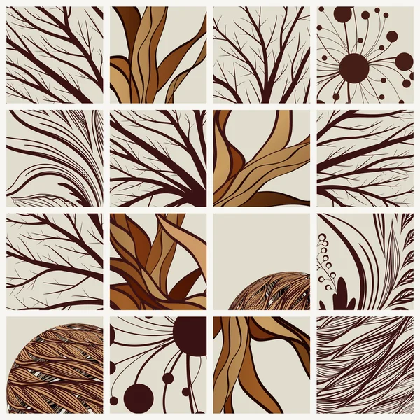 Set of abstract backgrounds with tree branches and floral — Stock Vector