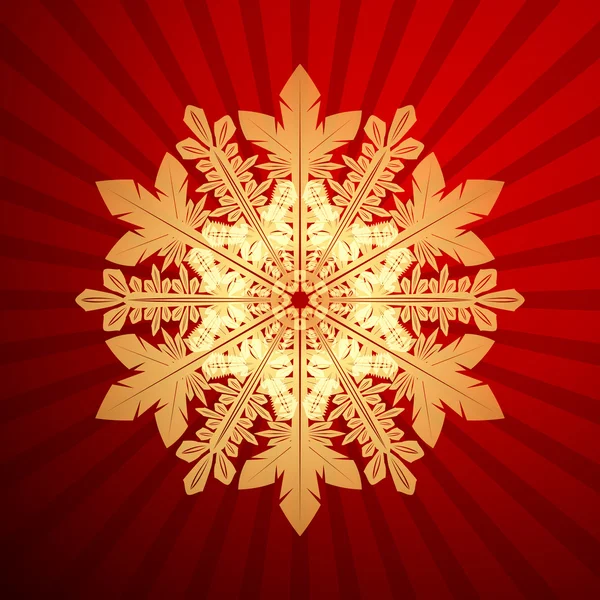 Fondo rojo de Navidad con copo de nieve de Navidad, vector illust — Vector de stock