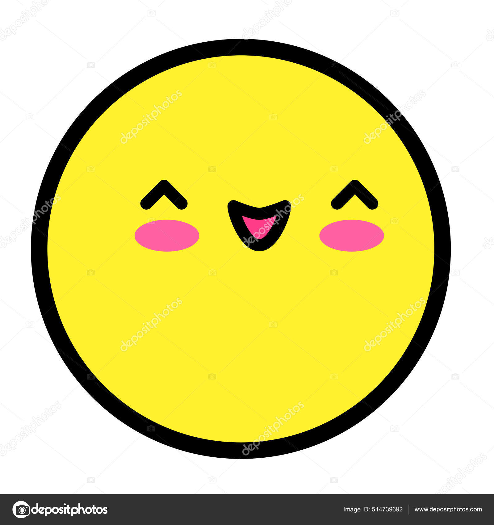 Feliz Rosto Desenho Animado, Kawaii Expressão Personagem Bonito Engraçado E  Emoticon Tema Ilustração Vetorial Royalty Free SVG, Cliparts, Vetores, e  Ilustrações Stock. Image 137749088